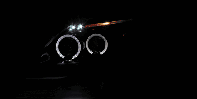 Autozensation LED Halo Projector Headlights For Honda Civic 1999-2000 - Smoke Black, DOT/SAE